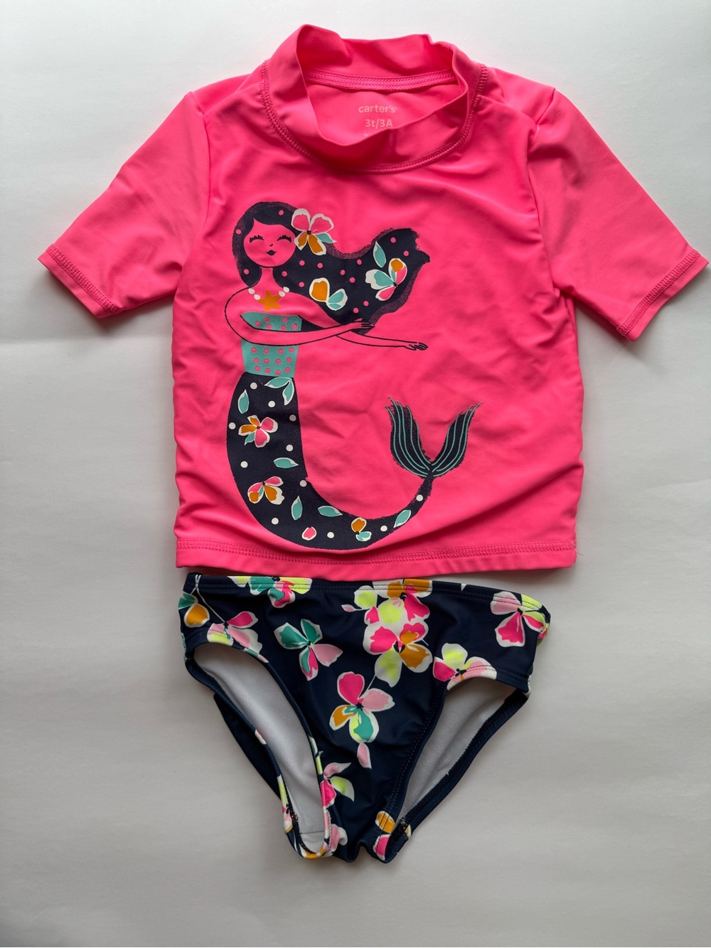Carter's Pink Mermaid Rash Guard Swim Set